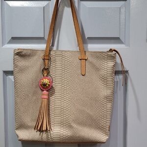 Consuela Tan Tote Bag with Tassel Charm